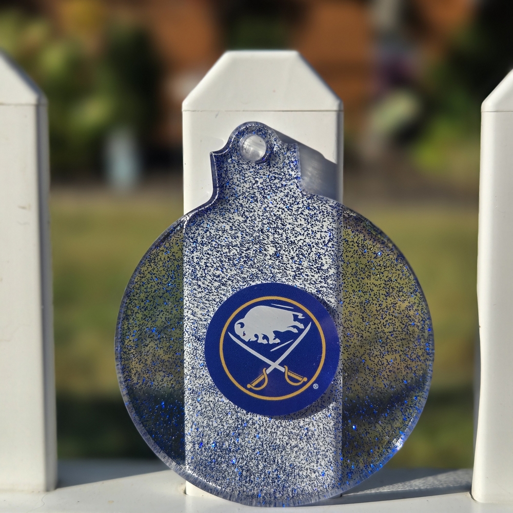 Blue and White Glitter Ornament